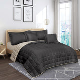 مفرش صيفي مزدوج مضغوط 6 قطع وجهين - أسترا - اسود - سكري