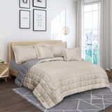 مفرش صيفي مزدوج مضغوط 6 قطع وجهين - أسترا - رصاصي فاتح - رصاصي غامق