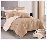 مفرش مزدوج سادة وجهين 8 قطع مايكروفايبر