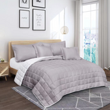 مفرش صيفي مزدوج مضغوط 6 قطع وجهين - أسترا - رمادي بنفسجي - أبيض