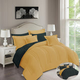 مفرش مهاد صيفي نفرين 8 قطع أصفر وأخضر زيتي