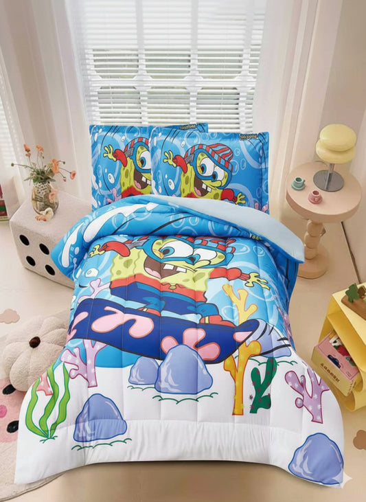 مفرش رسومات أطفال ايكروفايبر طباعة ديجيتال ثابت4 قطع