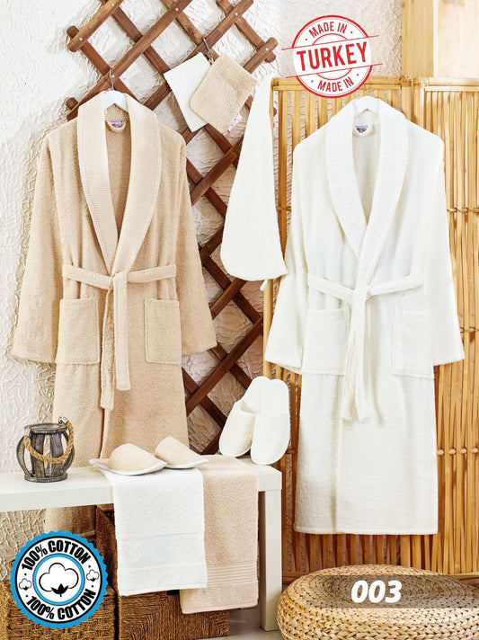 طقم أرواب استحمام مزدوج قطن 11 قطعة تركي