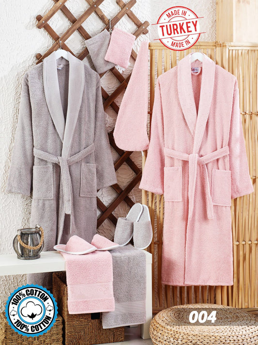 طقم أرواب استحمام مزدوج قطن 11 قطعة تركي