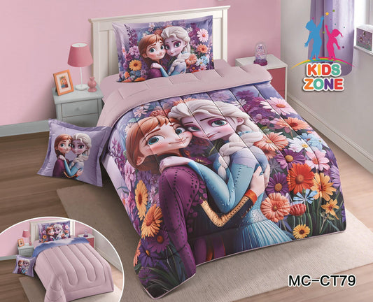 مفرش رسومات أطفال ايكروفايبر طباعة ديجيتال ثابت4 قطع