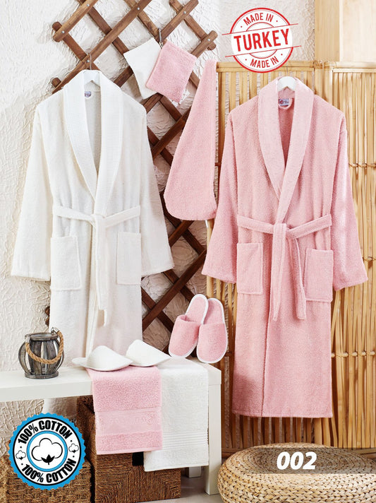 طقم أرواب استحمام مزدوج قطن 11 قطعة تركي