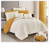 مفرش مزدوج سادة وجهين 8 قطع مايكروفايبر