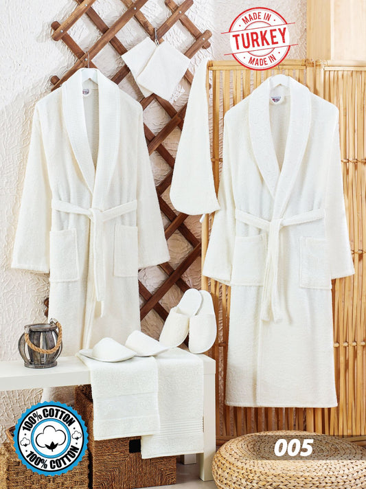 طقم أرواب استحمام مزدوج قطن 11 قطعة تركي