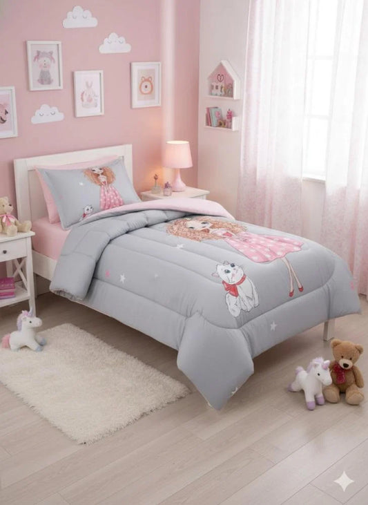 مفرش رسومات أطفال ايكروفايبر طباعة ديجيتال ثابت4 قطع