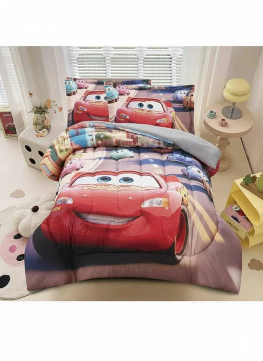 مفرش رسومات أطفال ايكروفايبر طباعة ديجيتال ثابت4 قطع